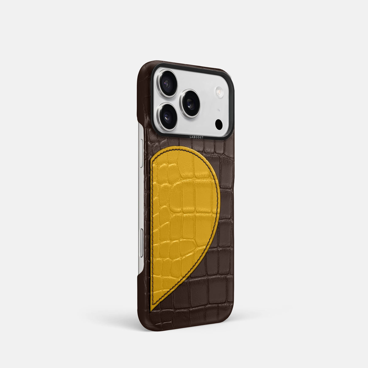 Classic Case With Half Heart - Right For iPhone 18 Pro In Alligator -2 | Dark-Brown-Black