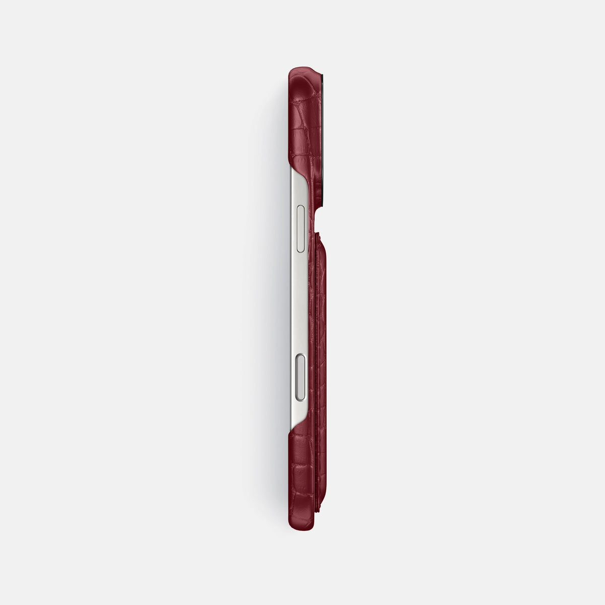 Double Card Case For iPhone 18 Pro Max In Alligator -3 | Burgundy-Black