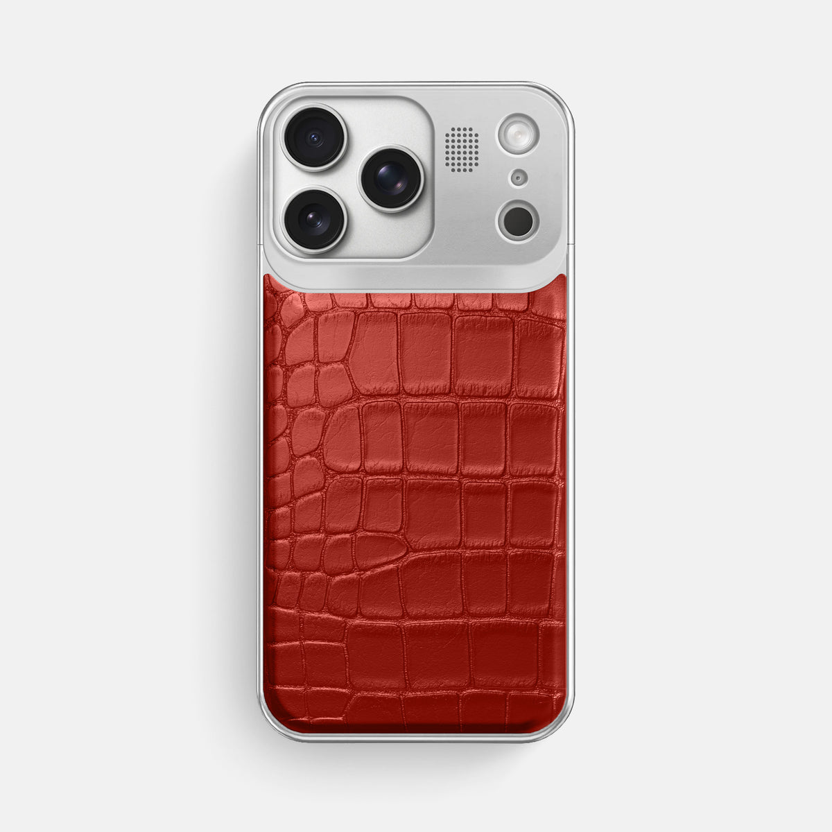 Metal Case For iPhone 17 Pro Max In Alligator -1 | Red-Steel
