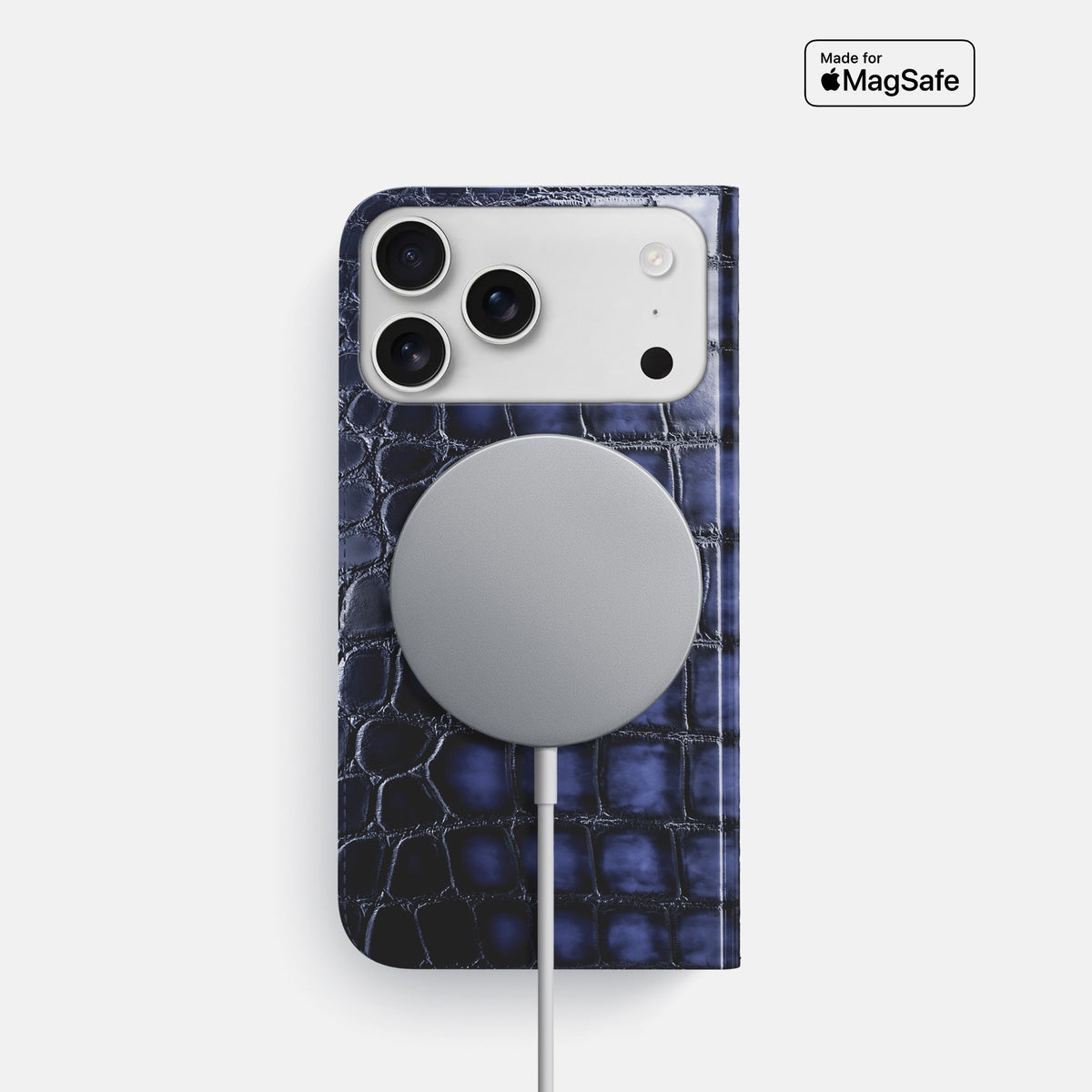 Folio Slim Case For iPhone 18 Pro In Patina Alligator -3 | Havana-Blue