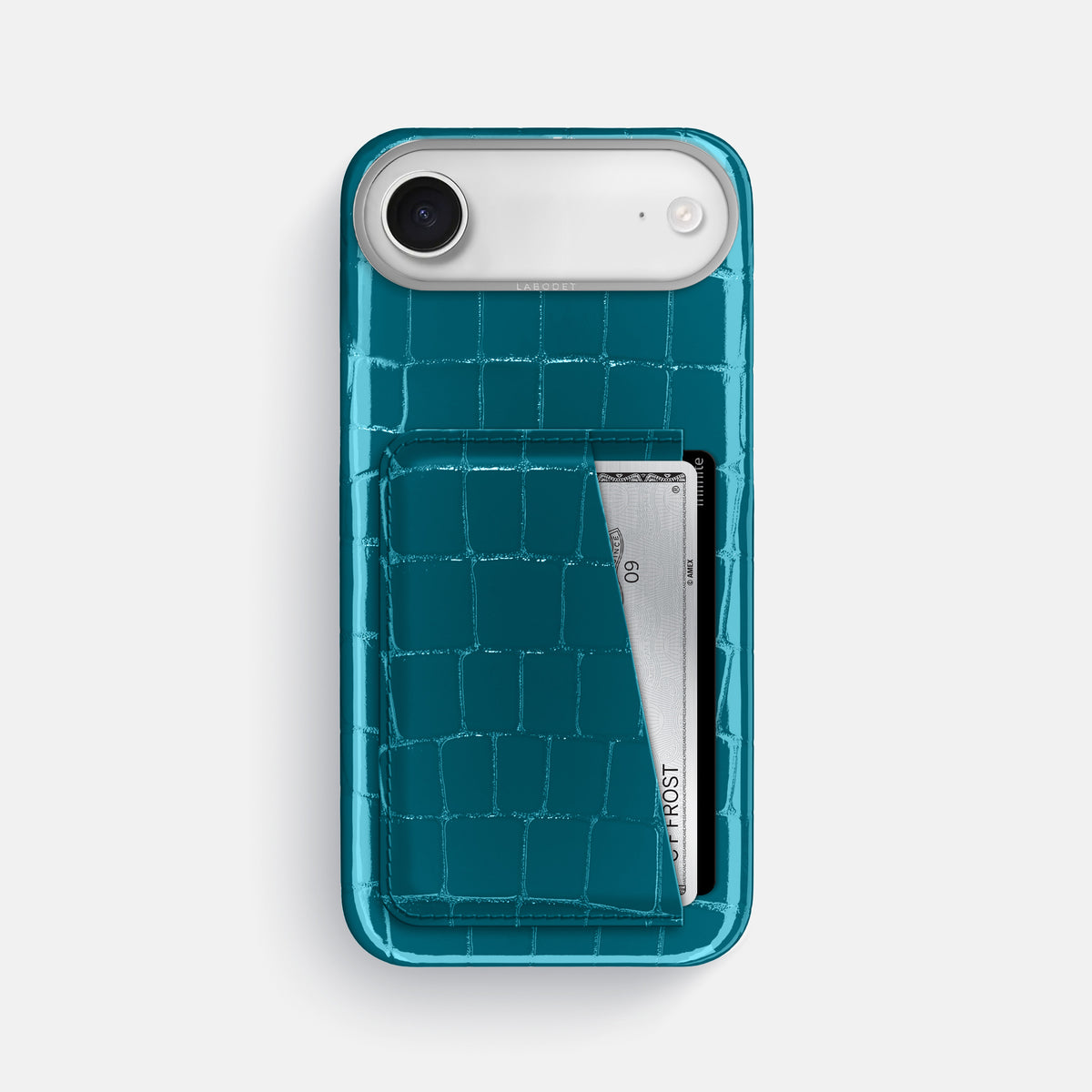 Double Card Case For iPhone 17 Air In Shiny Alligator -1 | Curacao-Steel