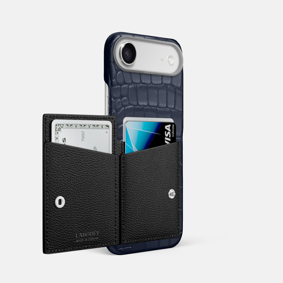 Bi-Fold Case For iPhone 17 Air In Alligator -2 | Navy-Blue-Steel