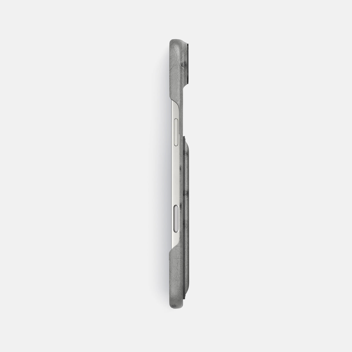 Double Card Case For iPhone 17 Air In Ostrich -3 | Silver-Black