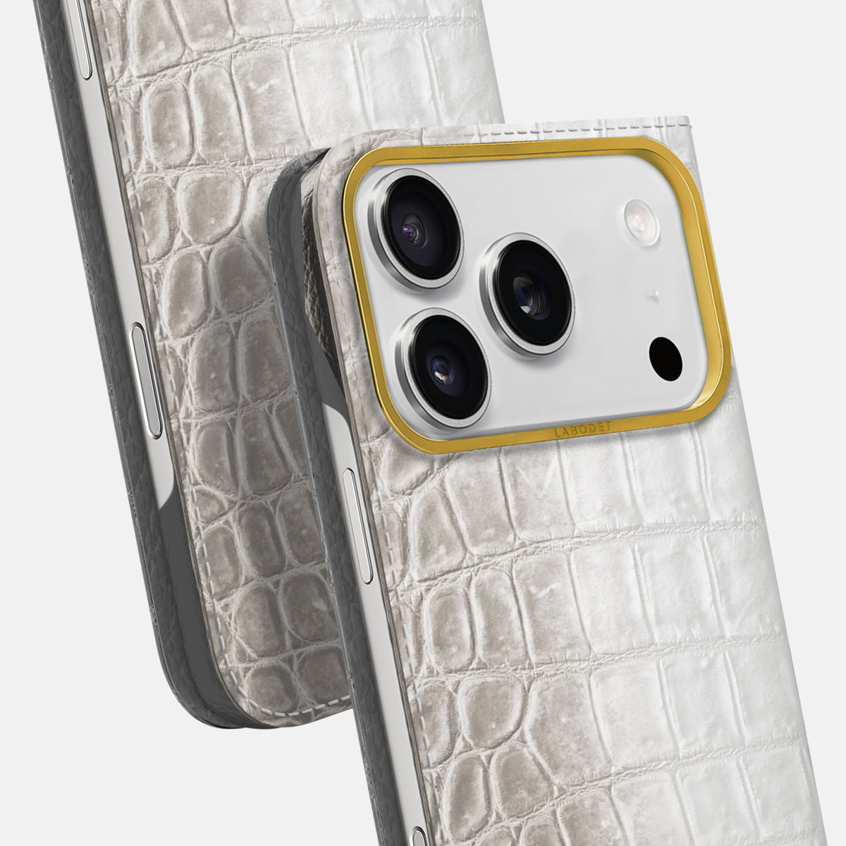 Folio Case For iPhone 17 Pro Max In Himalayan Crocodile -5 | Grey-Gold