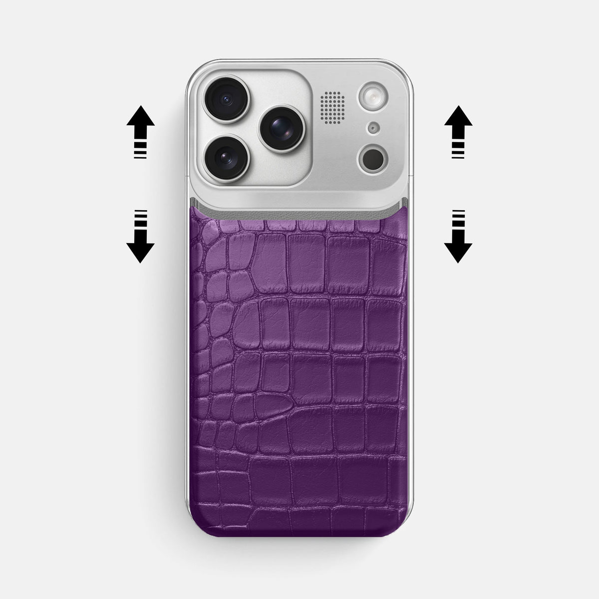 Metal Case For iPhone 18 Pro Max In Alligator -2 | Purple-Steel