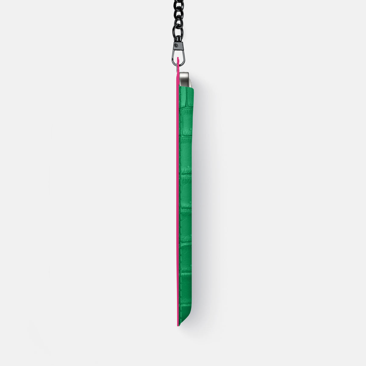 Crossbody Bag For iPhone 17 Air In Porosus Crocodile -4 | Cactus-Green-Black