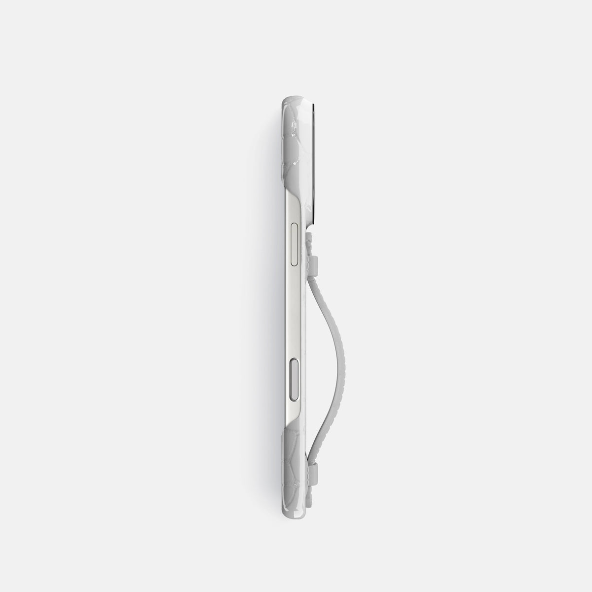 Center Handle For iPhone 17 Pro In Shiny Alligator -2 | White-Black