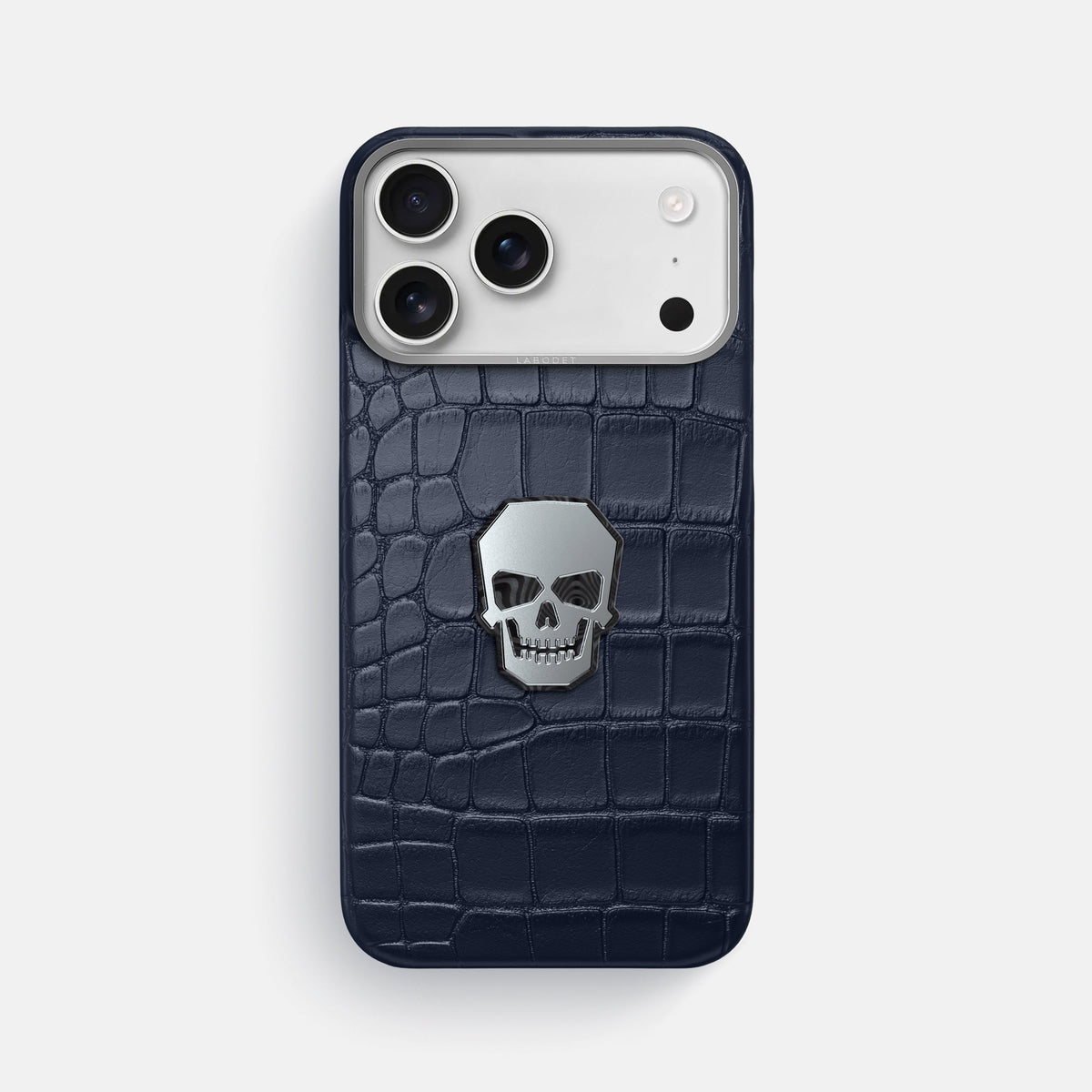 Classic Case With Titanium Skull For iPhone 18 Pro Max In Alligator -1 | Navy-Blue-Steel