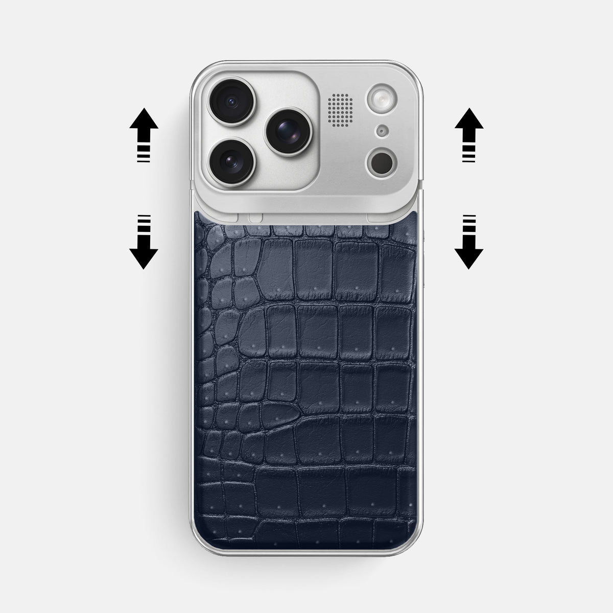 Metal Case For iPhone 17 Pro Max In Porosus Crocodile -2 | Deep-Blue-Sea-Steel