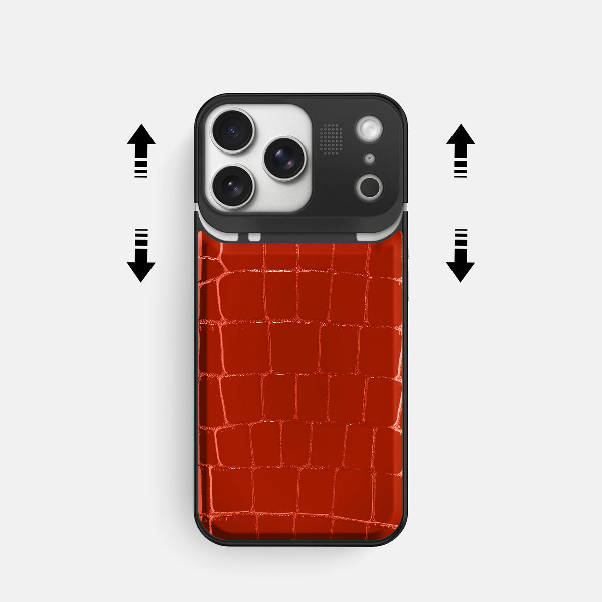 Metal Case For iPhone 17 Pro In Shiny Alligator -2 | Orange-Black
