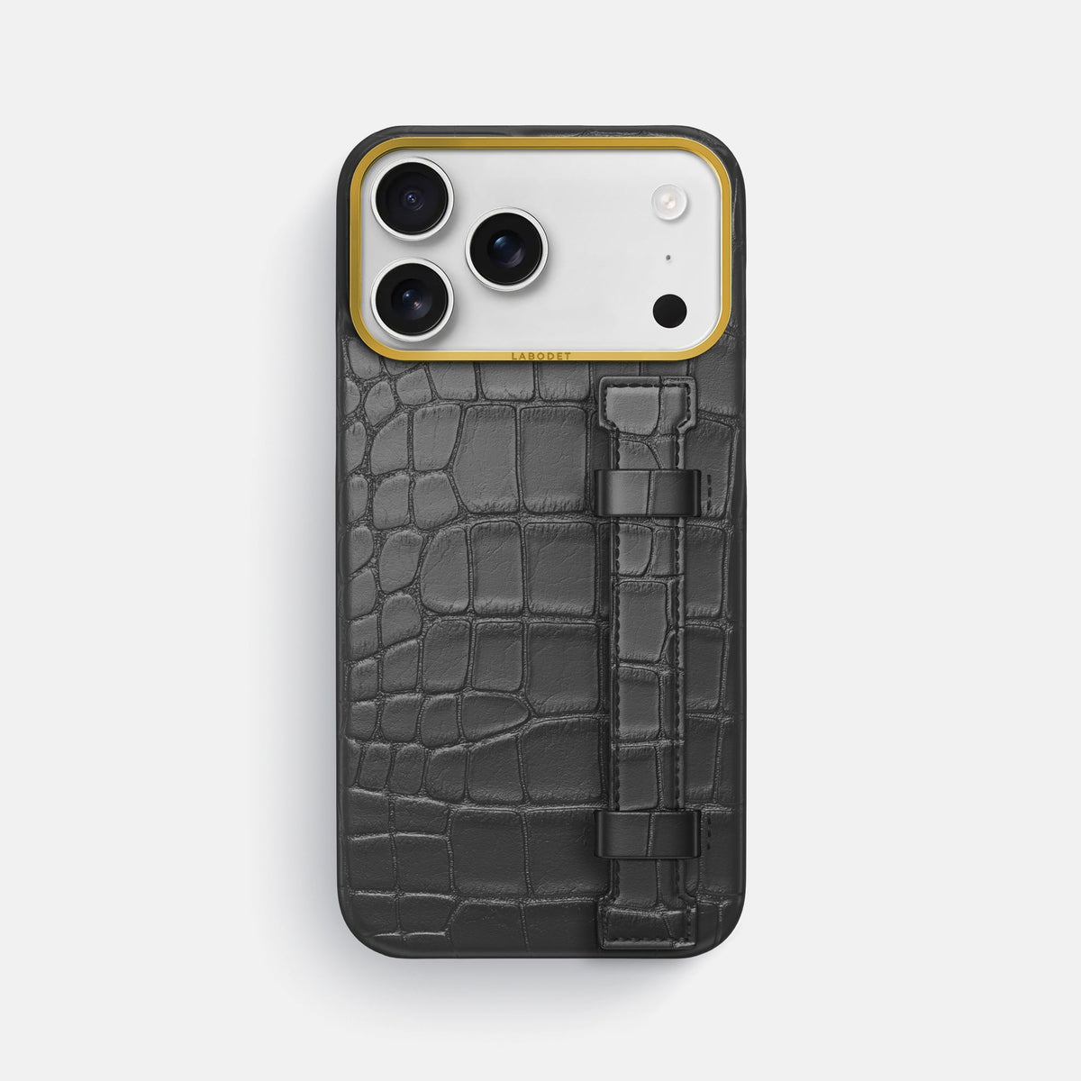 Handle Case For iPhone 18 Pro Max In Alligator -1 | Grey-Gold