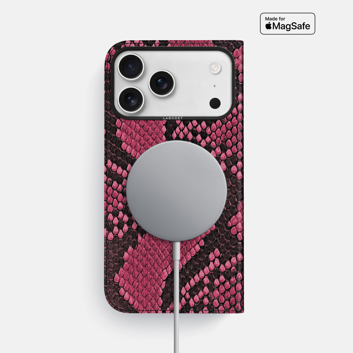 Folio Case For iPhone 18 Pro Max In Deluxe Python -3 | Burgundy-Black