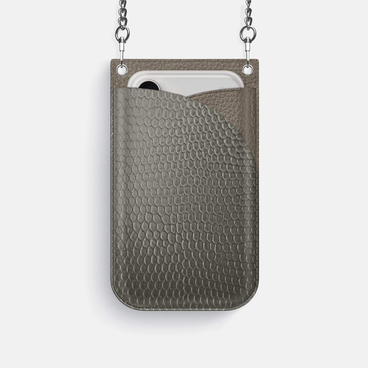 Crossbody Bag For iPhone 18 Pro In Lizard -1 | Grey-Steel