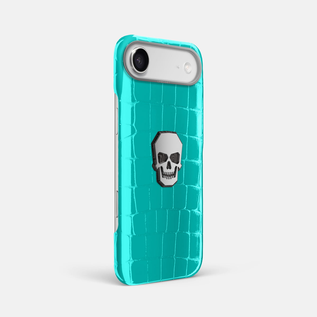 Classic Case With Titanium Skull For iPhone 17 Air In Shiny Alligator -2 | Mint-Steel