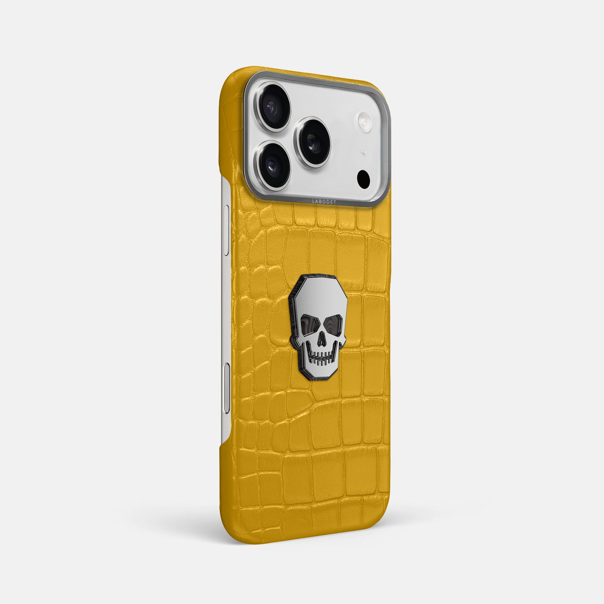 Classic Case With Titanium Skull For iPhone 18 Pro Max In Alligator -2 | Yellow-Steel