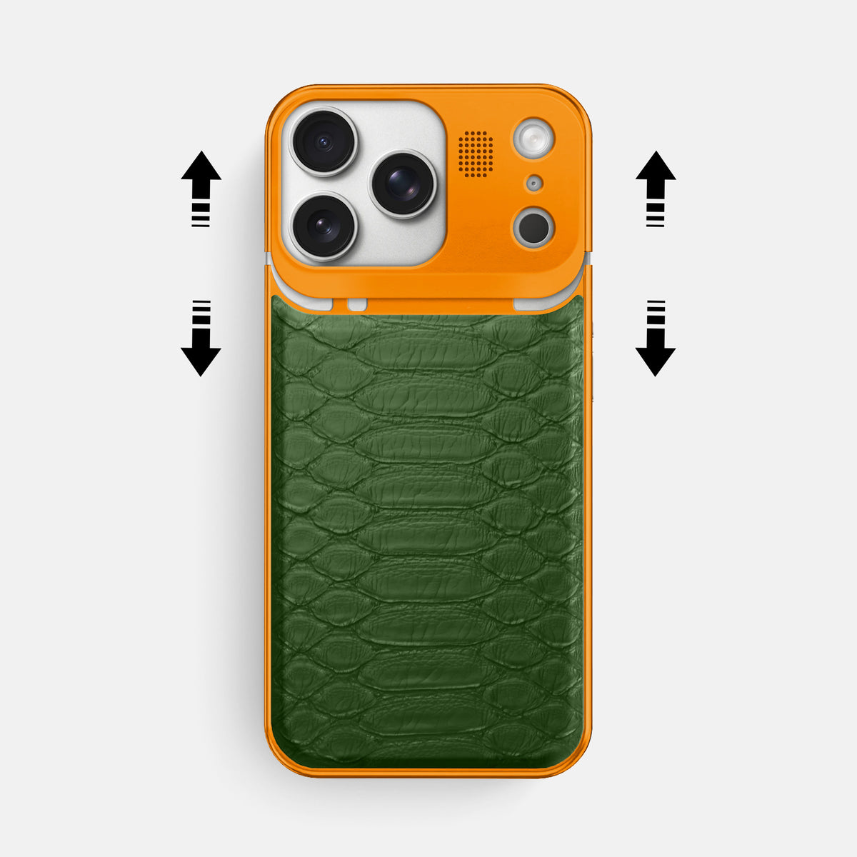 Metal Case For iPhone 17 Pro Max In Python -2 | Green-Orange