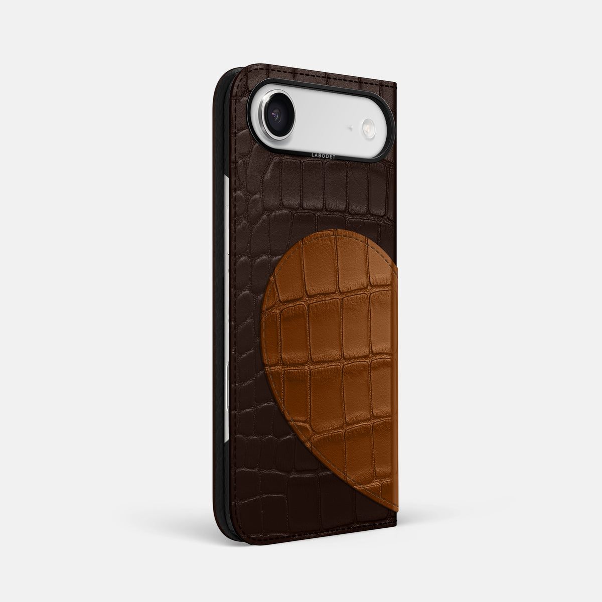Folio Case With Heart For iPhone 17 Air In Alligator -1 | Dark-Brown-Black