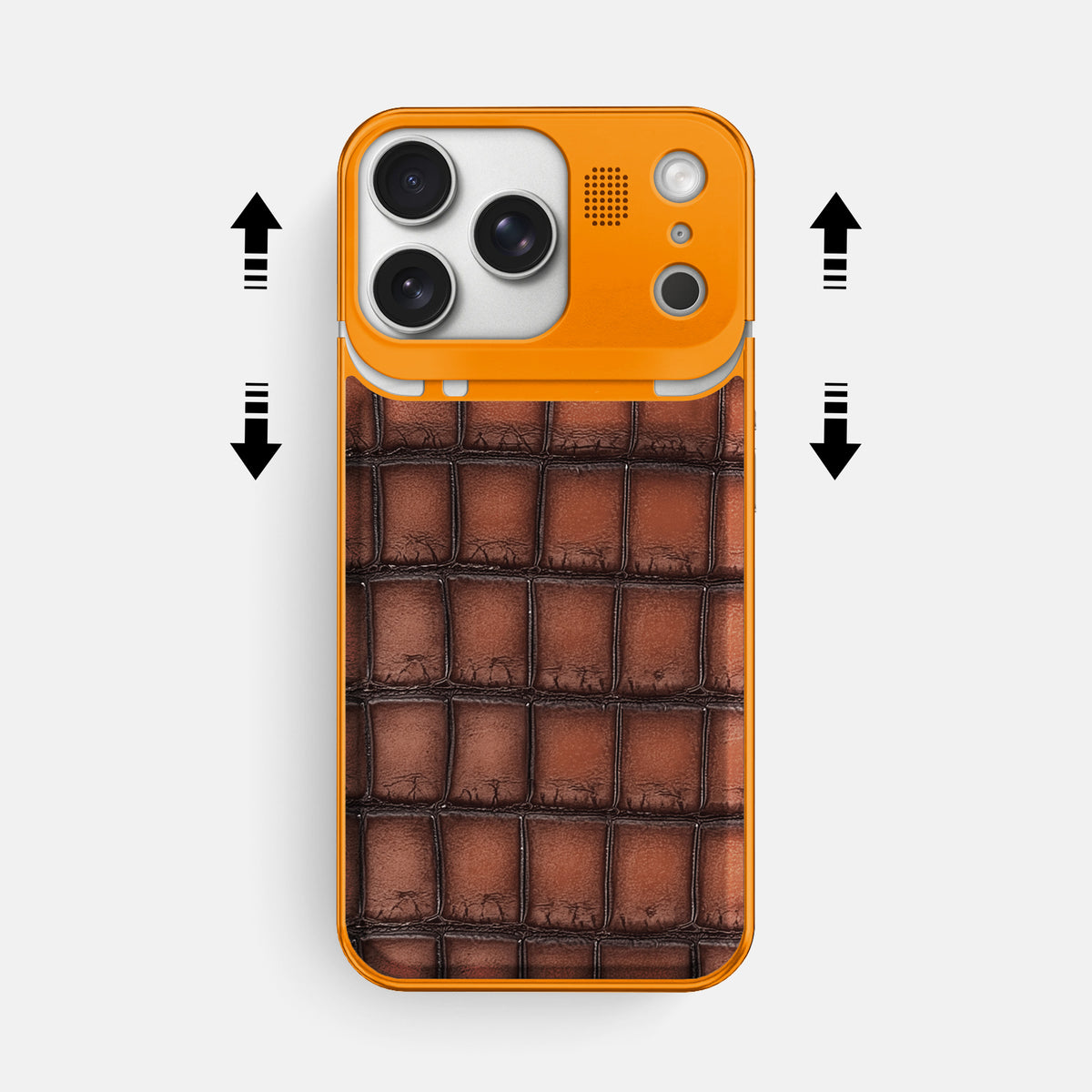 Metal Case For iPhone 17 Pro Max In Patina Alligator -2 | Baobab-Orange