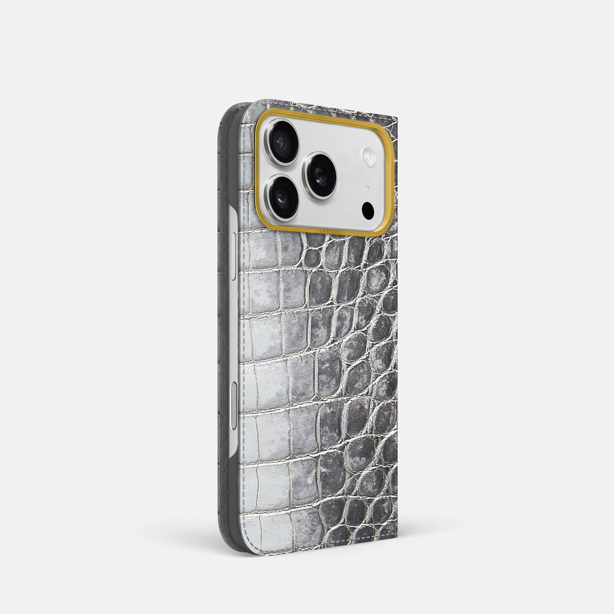 Folio Case For iPhone 18 Pro In Himalayan Crocodile -1 | Silver-Gold