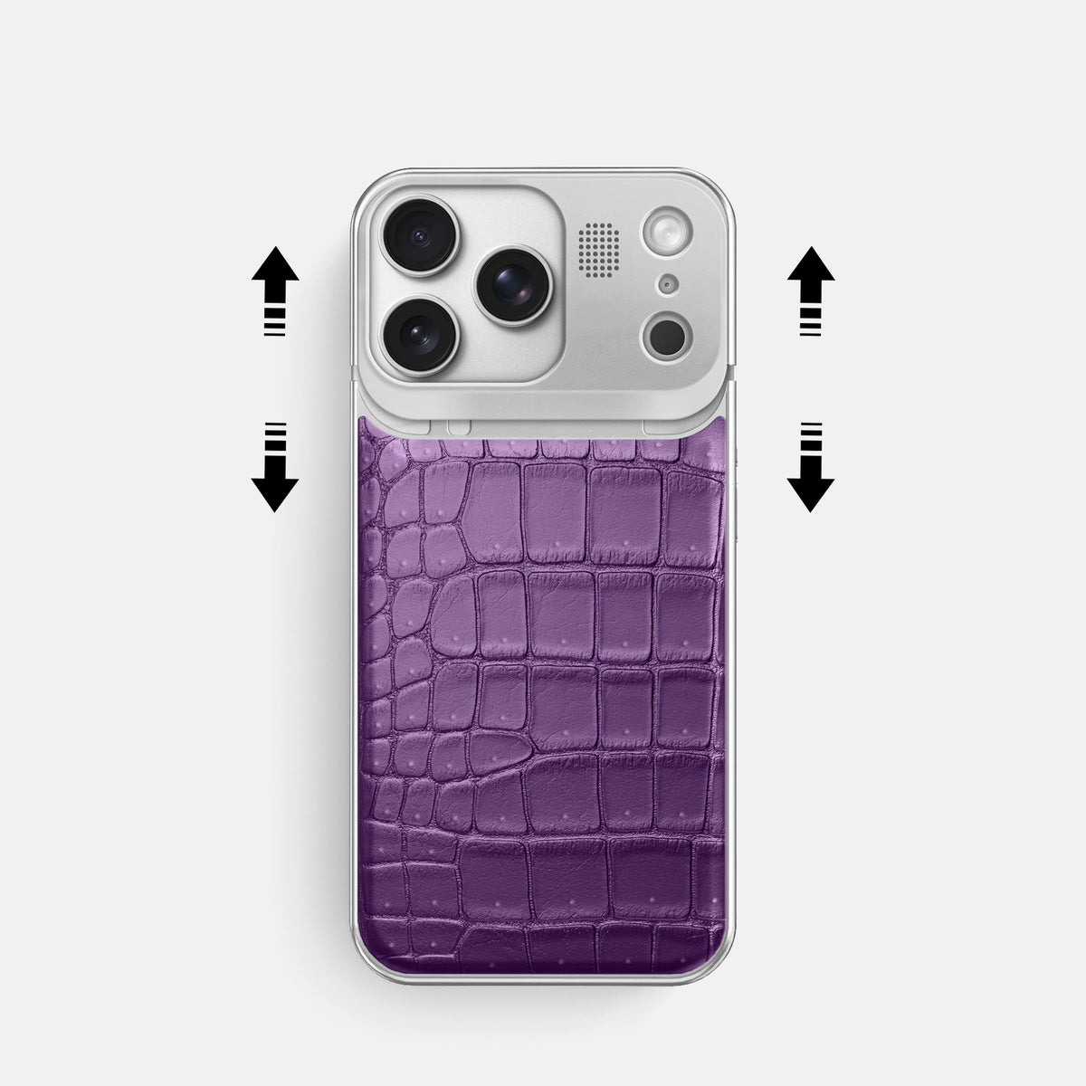 Metal Case For iPhone 17 Pro In Porosus Crocodile -2 | Purple-Steel