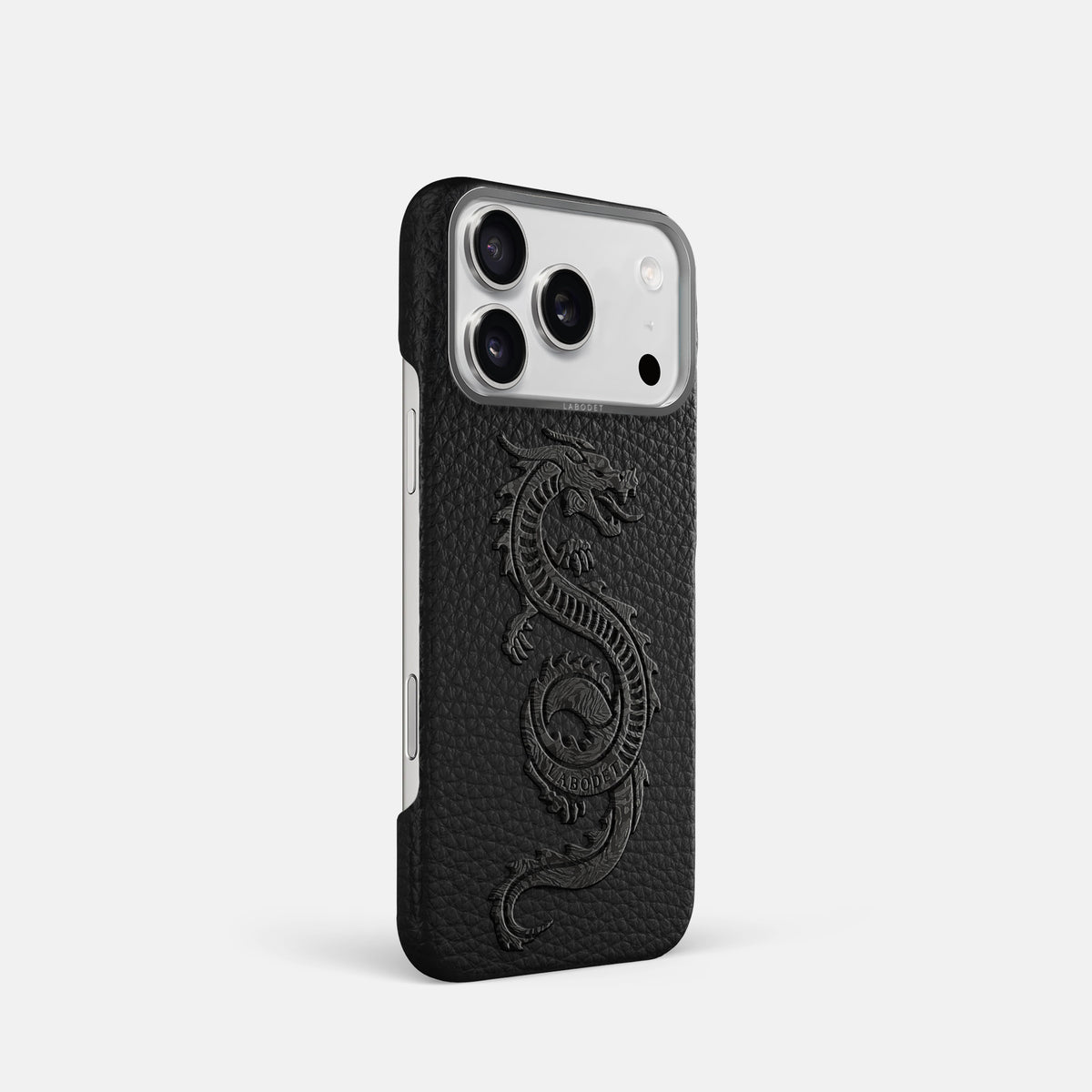 Classic Case With Carbon Dragon For iPhone 17 Pro In Calf -2 | Black-Steel