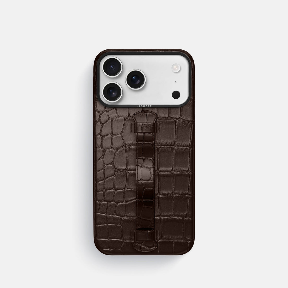 Center Handle For iPhone 18 Pro In Alligator -2 | Dark-Brown-Black