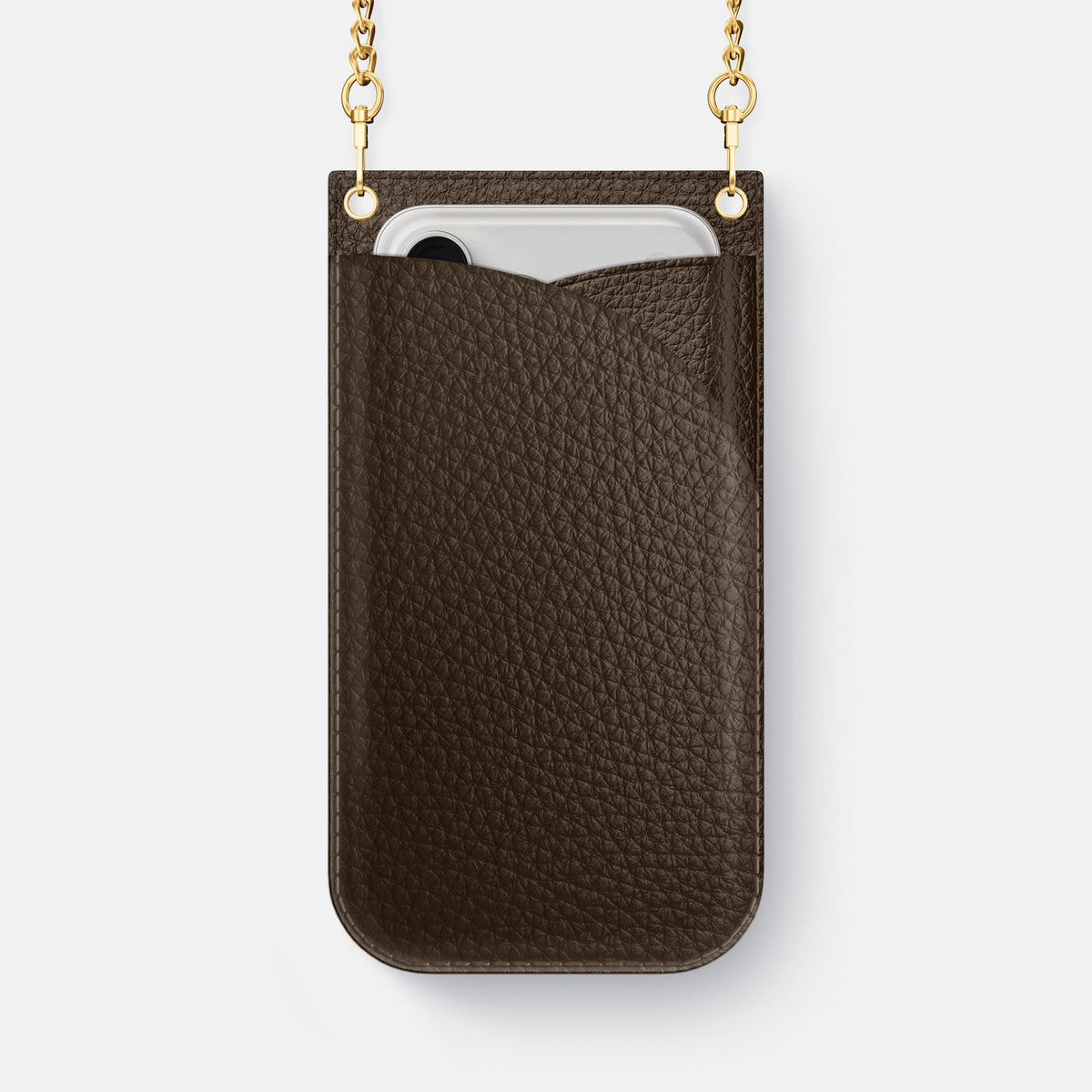Crossbody Bag For iPhone 18 Pro Max In Calf -1 | Dark-Brown-Gold