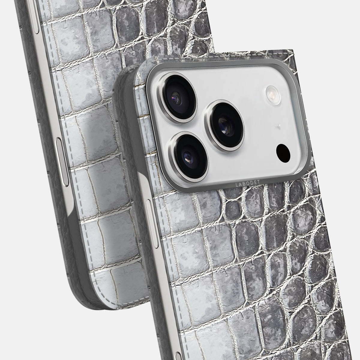 Folio Case For iPhone 17 Pro Max In Himalayan Crocodile -5 | Silver-Steel