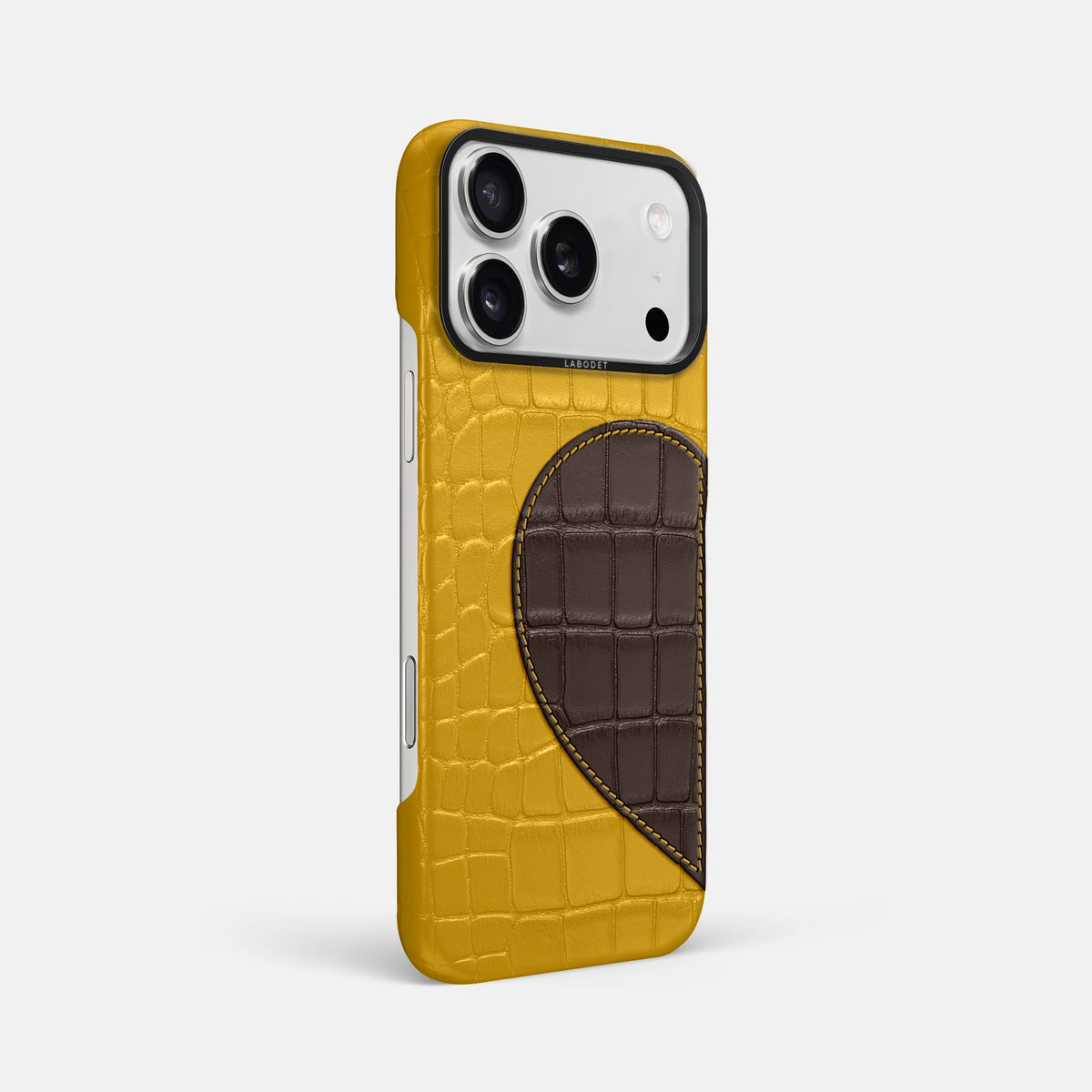 Classic Case With Half Heart - Left For iPhone 18 Pro Max In Alligator -2 | Yellow-Black
