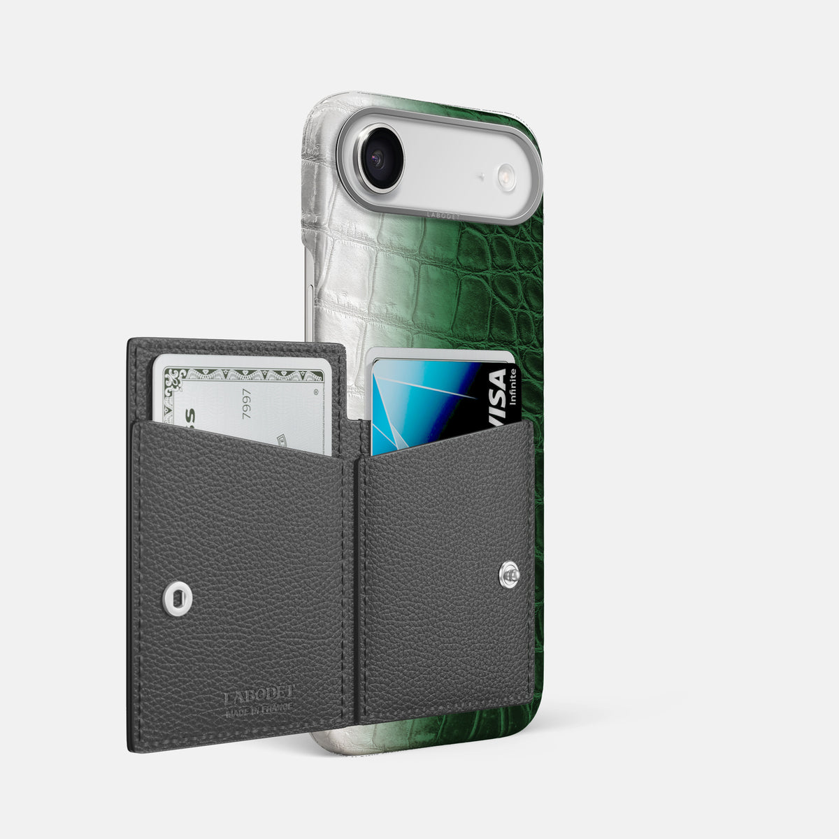 Bi-Fold Case For iPhone 17 Air In Himalayan Crocodile -2 | Green-Steel