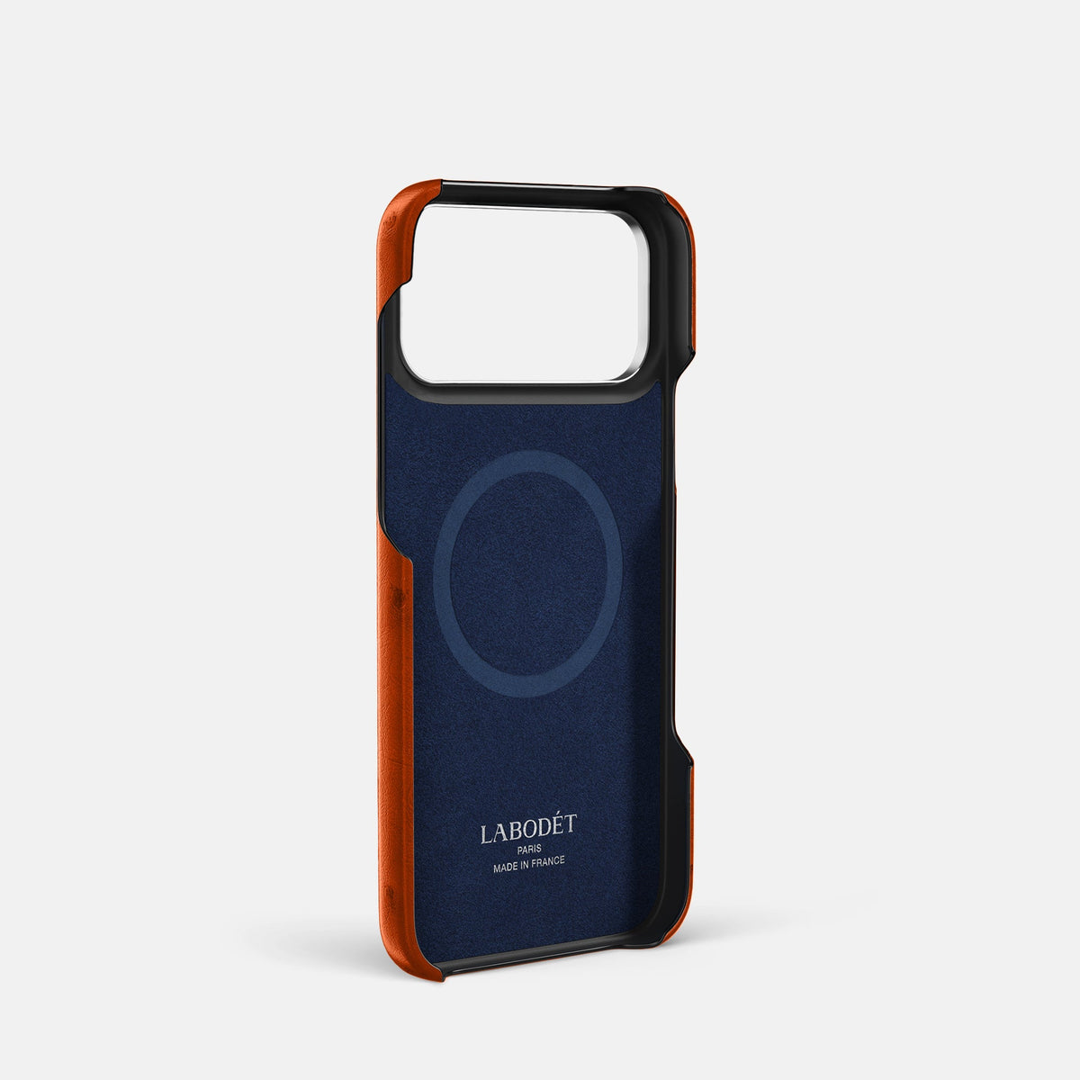 Classic Case With Titanium Skull For iPhone 18 Pro In Ostrich -4 | Orange-Steel