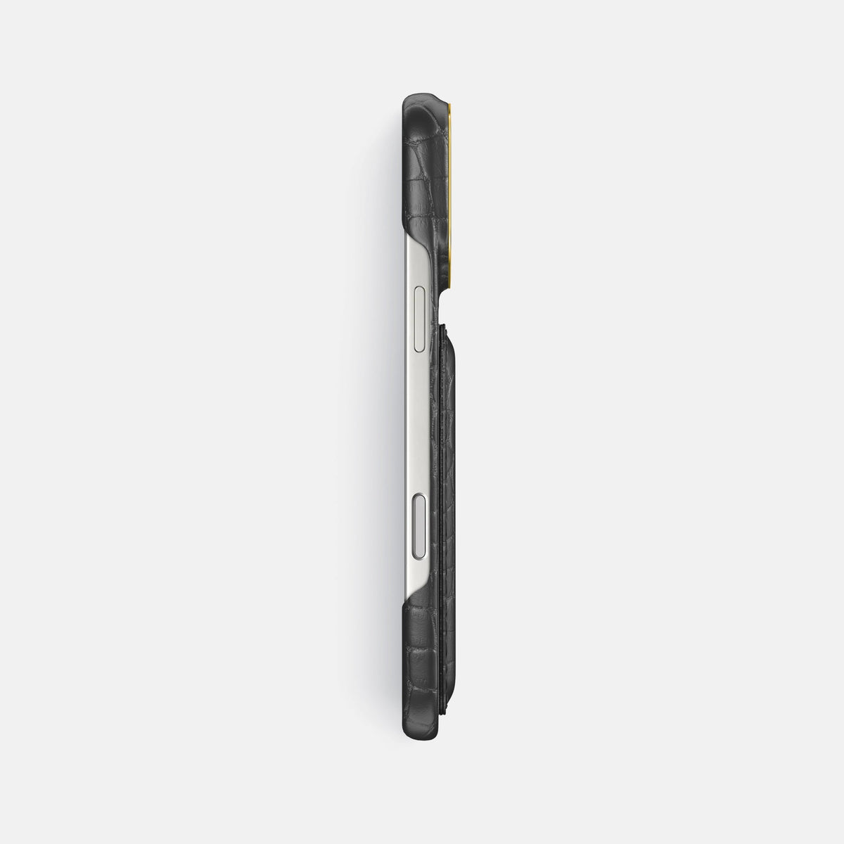 Double Card Case For iPhone 18 Pro Max In Alligator -3 | Grey-Gold