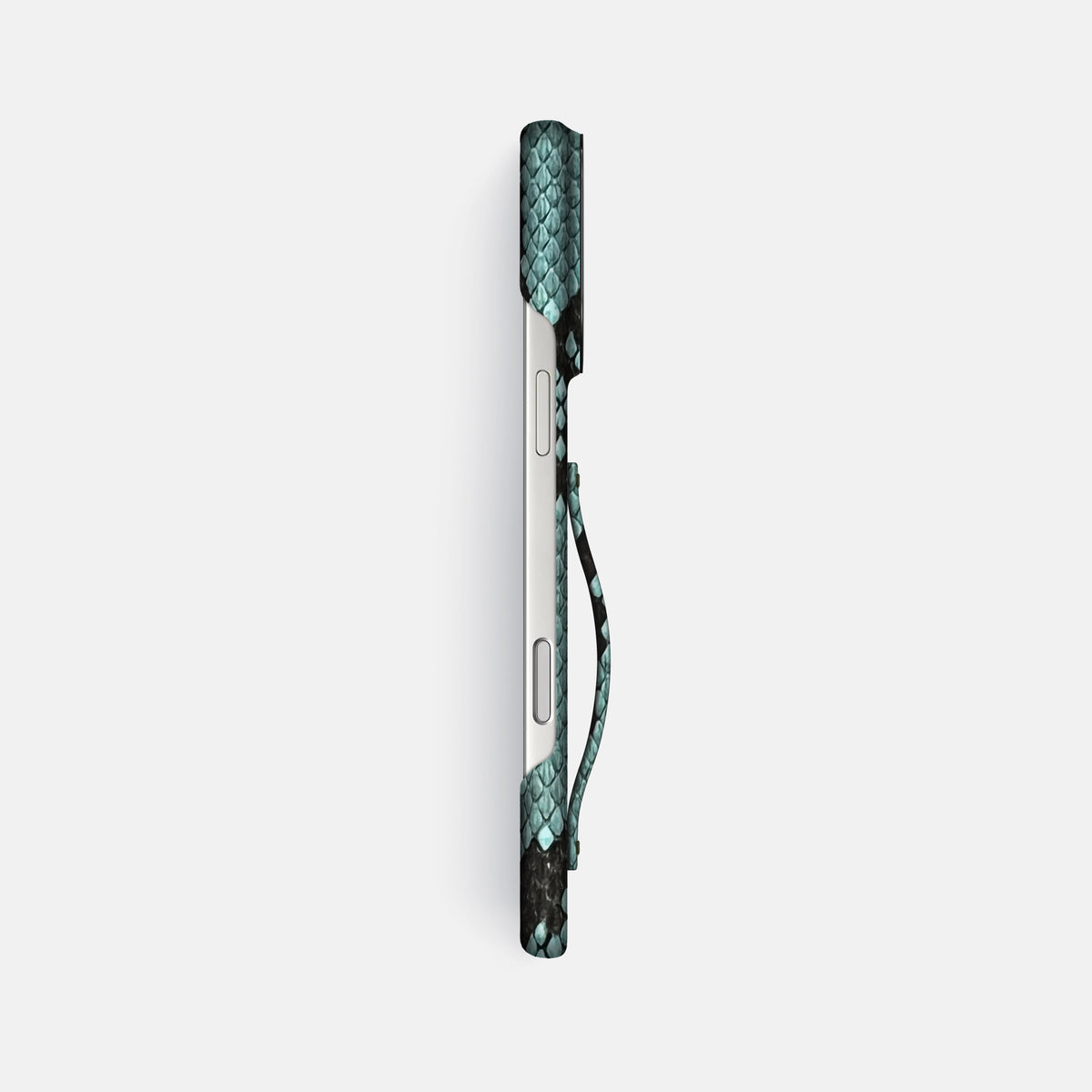 Finger Case For iPhone 17 Pro Max In Deluxe Python -3 | Blue-Lagoon-Black