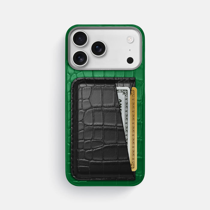 Double Card Case Coloré For iPhone 17 Pro Max In Alligator -1 | Forest-Green-Steel