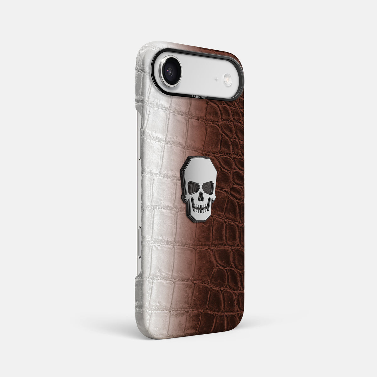Classic Case With Titanium Skull For iPhone 17 Air In Himalayan Crocodile -2 | Dark-Brown-Black