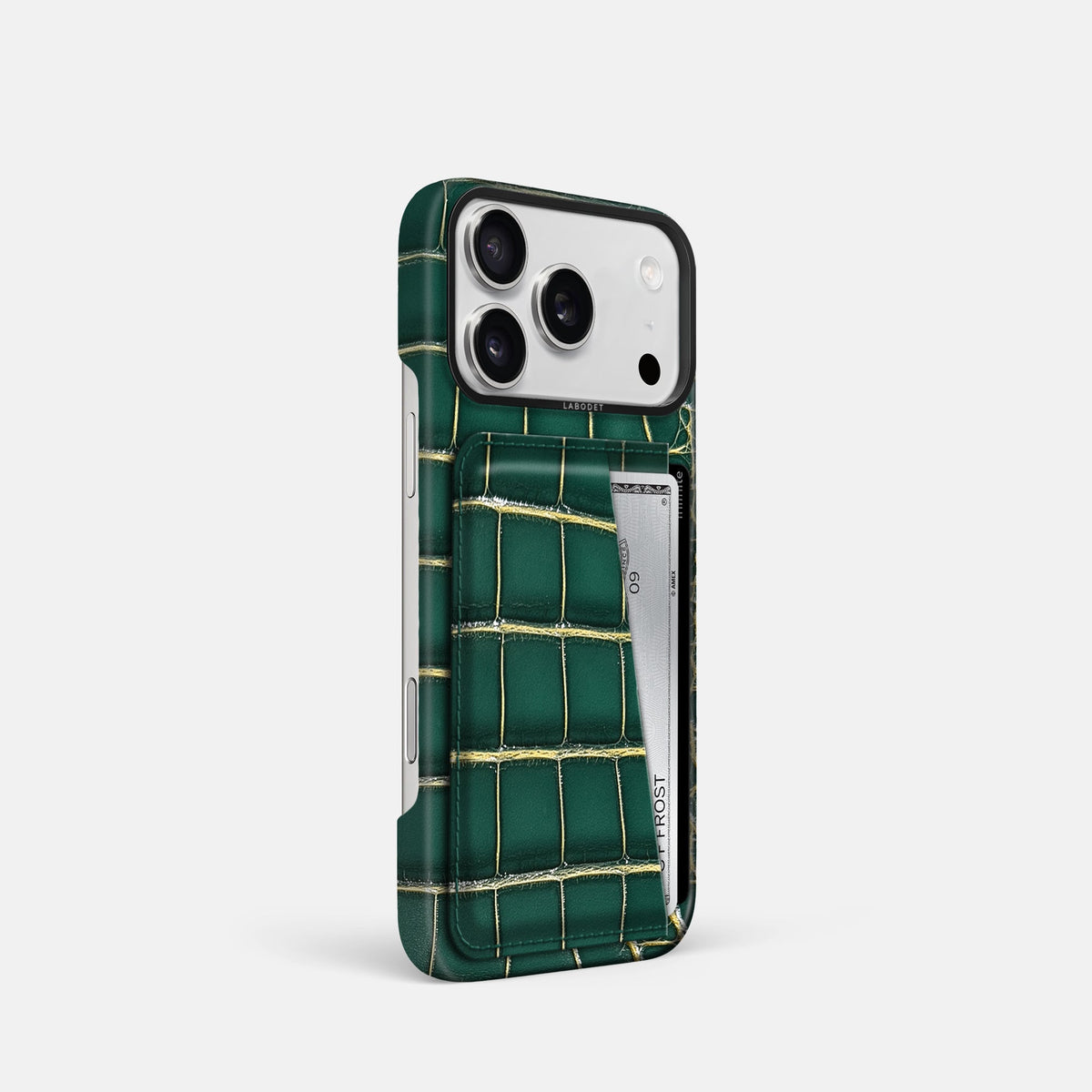Double Card Case For iPhone 18 Pro In Patina Alligator -2 | Cambridge-Black