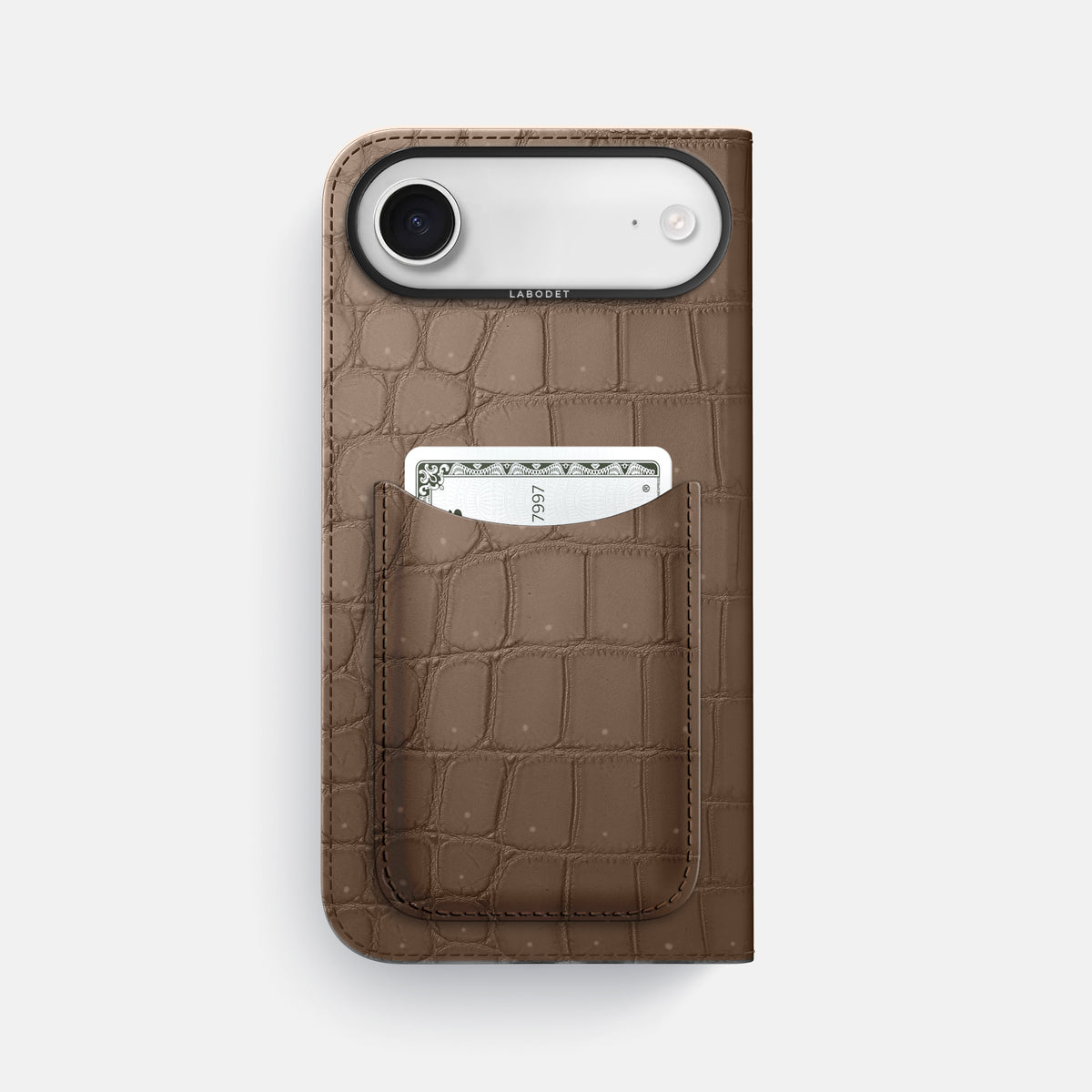 Folio Case with Card For iPhone 17 Air In Porosus Crocodile -3 | Fur-Brown-Black