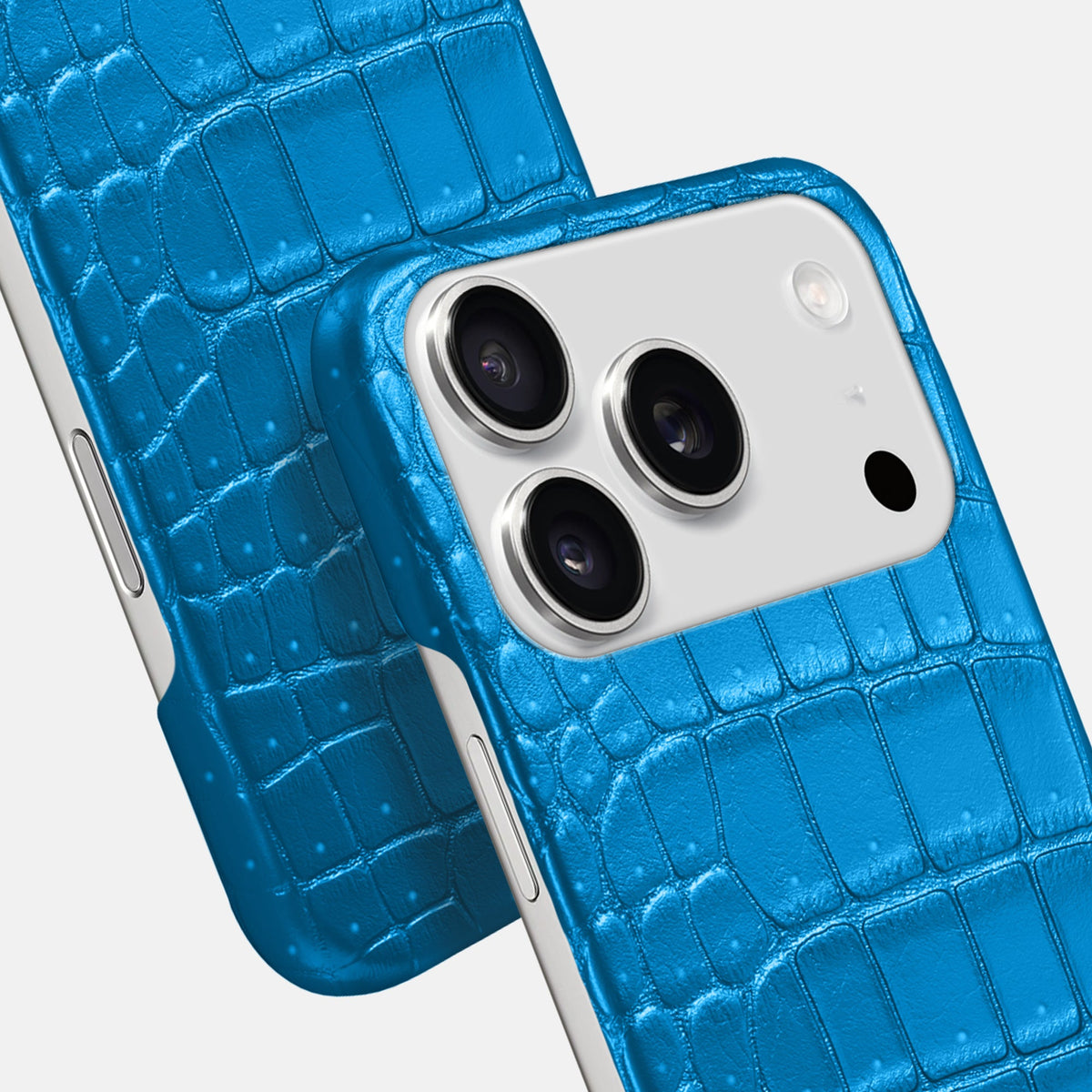 Slim Case For iPhone 18 Pro In Porosus Crocodile -6 | Blue-Lagoon