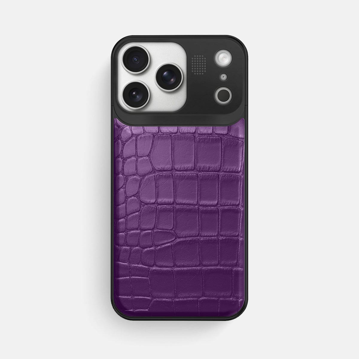 Metal Case For iPhone 18 Pro Max In Alligator -1 | Purple-Black