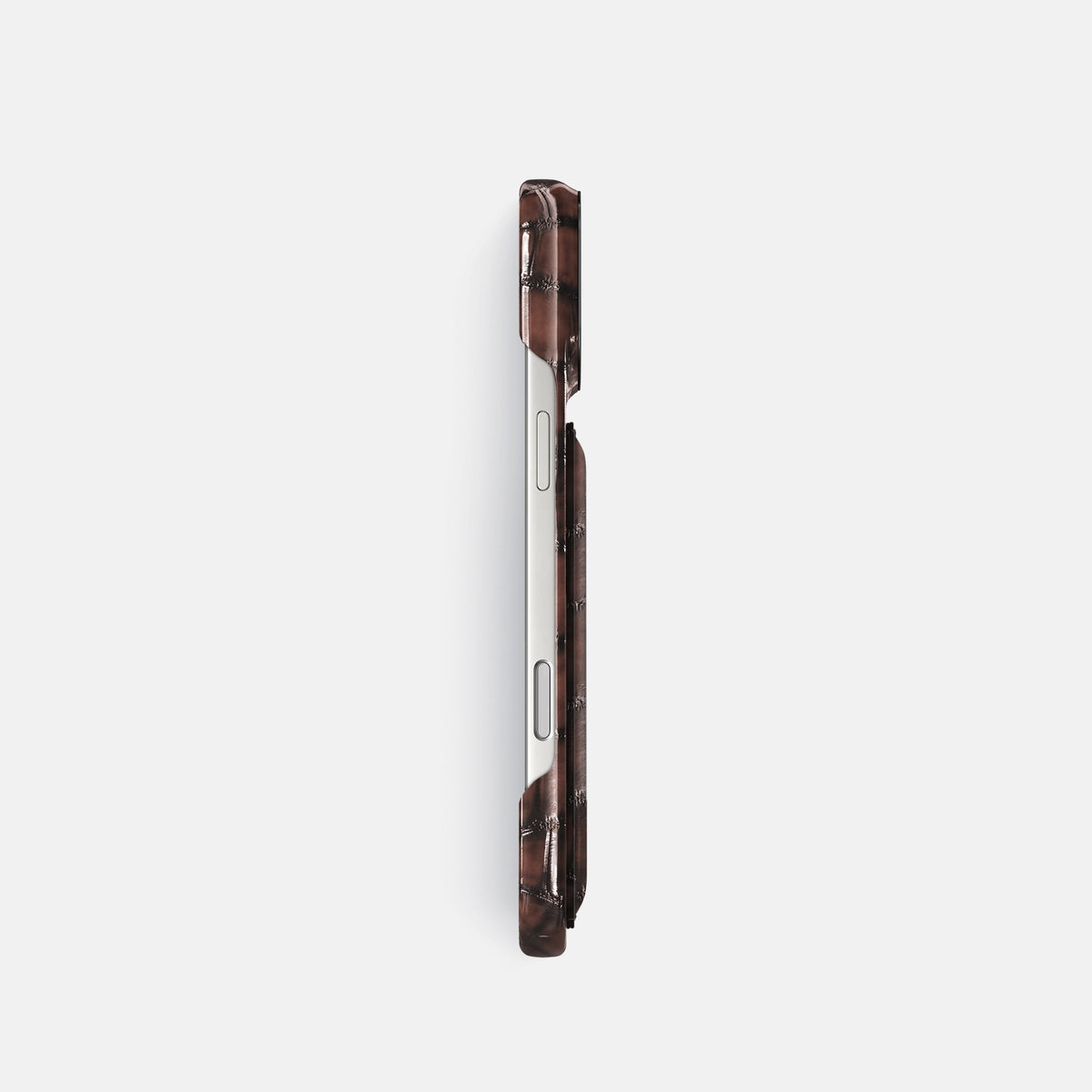 Double Card Case For iPhone 18 Pro In Patina Alligator -3 | Havana-Brown-Black