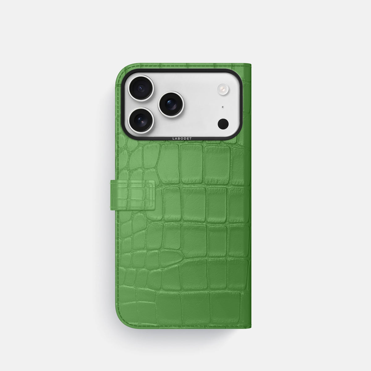 Folio Case with Clasp For iPhone 18 Pro In Alligator -3 | Apple-Green-Black