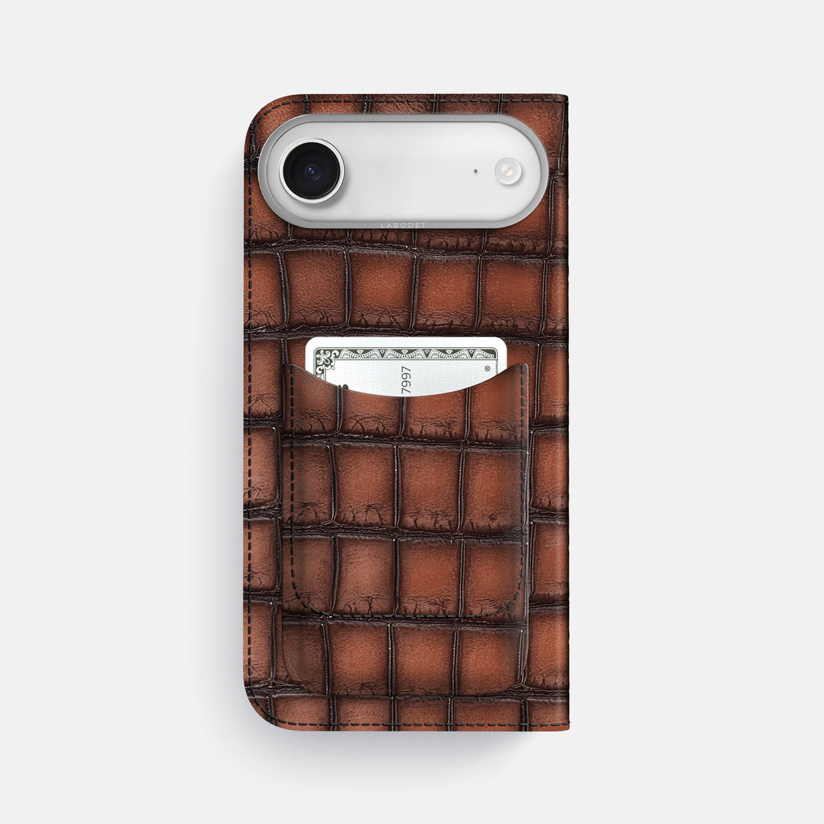 Folio Case with Card For iPhone 17 Air In Patina Alligator -3 | Baobab-Steel