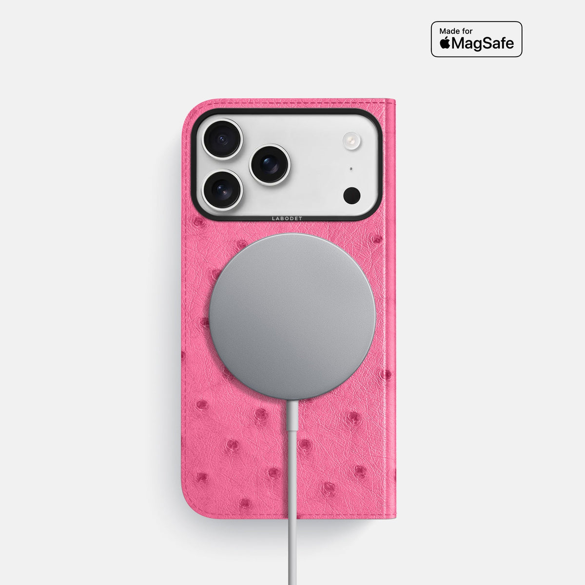 Folio Case For iPhone 18 Pro In Ostrich -3 | Pink-Black