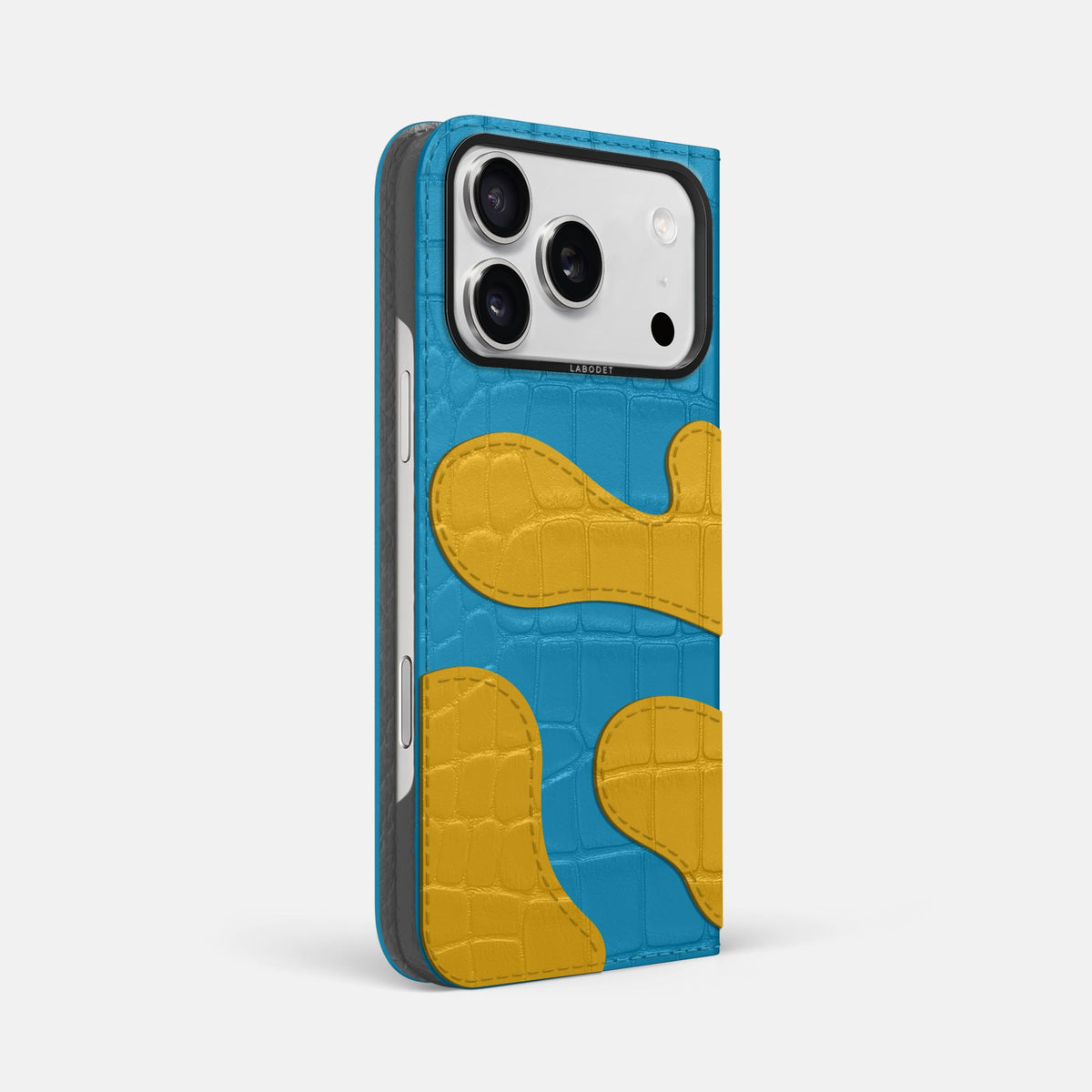 Camouflage Folio For iPhone 18 Pro Max In Alligator -1 | Curaçao-Blue-Black