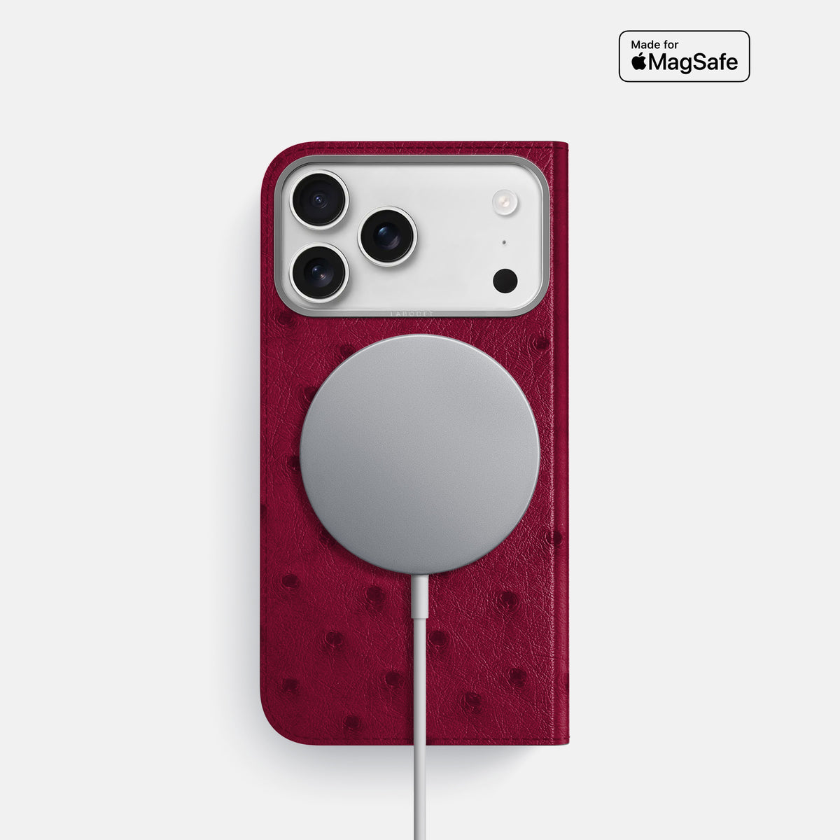 Folio Case For iPhone 17 Pro In Ostrich -3 | Bordeaux-Steel