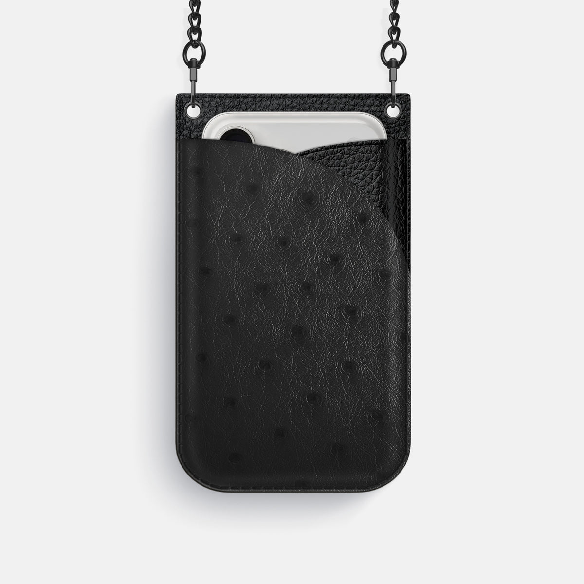 Crossbody Bag For iPhone 17 Pro In Ostrich -1 | Black-Black