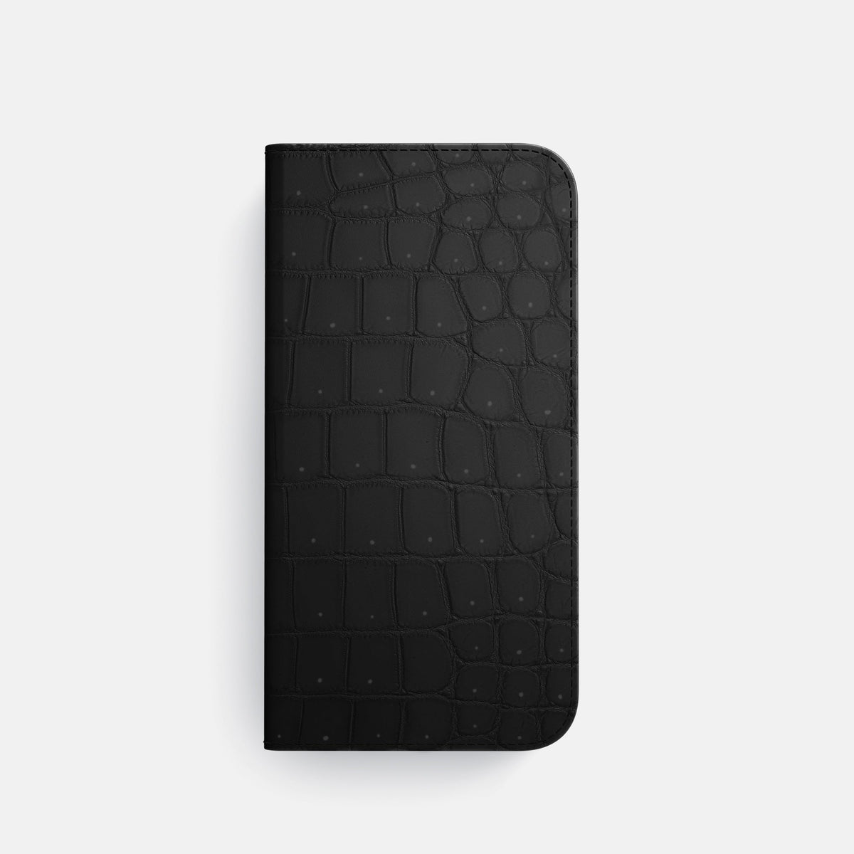 Folio Case For iPhone 18 Pro In Porosus Crocodile -4 | Black-Steel