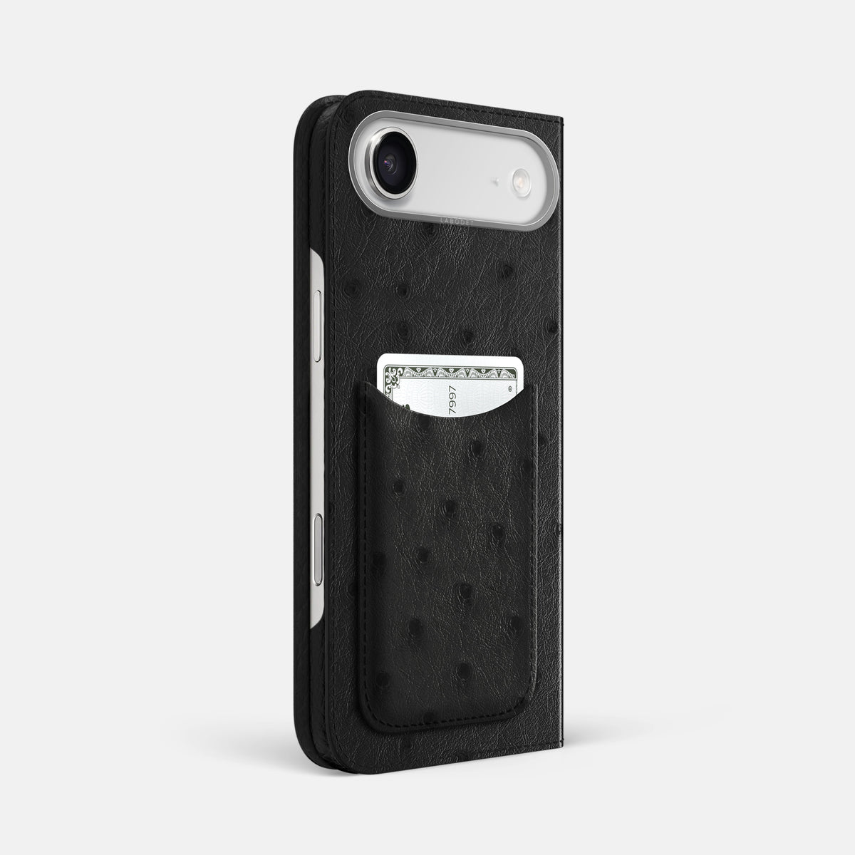Folio Case with Card For iPhone 17 Air In Ostrich -1 | Black-Steel