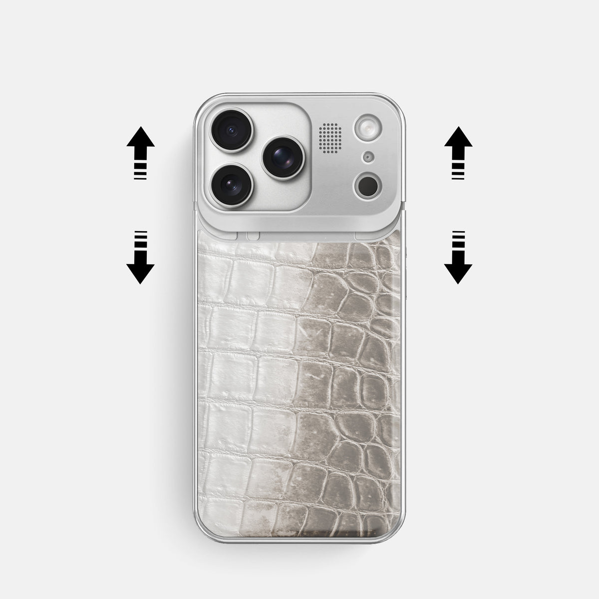 Metal Case For iPhone 17 Pro In Himalayan Crocodile -2 | Grey-Steel
