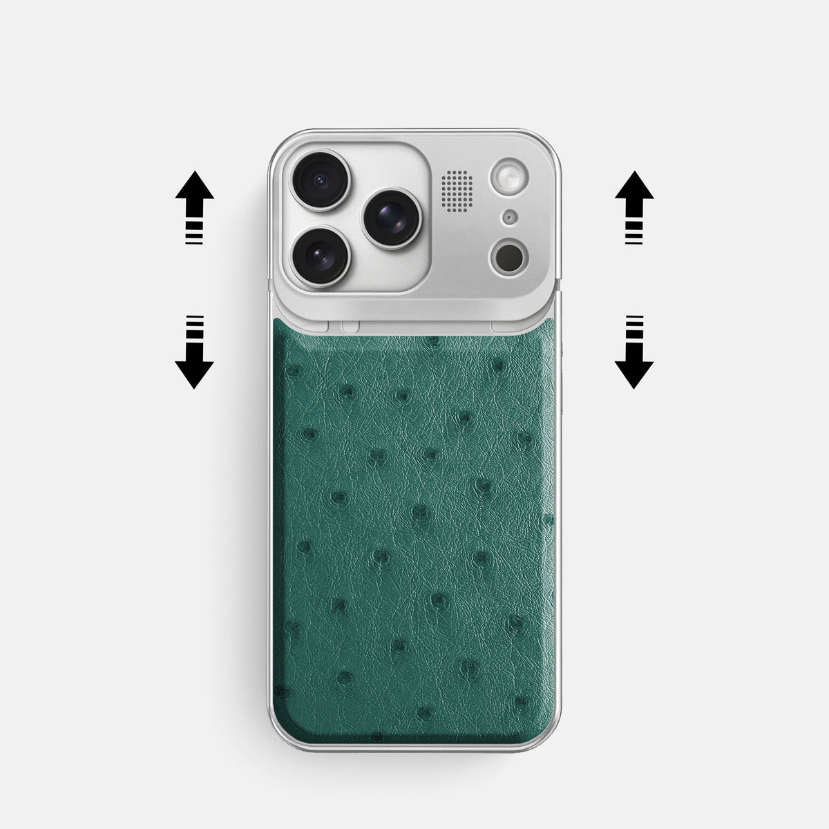 Metal Case For iPhone 17 Pro In Ostrich -2 | Forest-Green-Steel